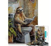 Sloth on Toilet Reading 1000 Piece Jigsaws for Teenagers Mind Exercise Toy Mental Relax Design Assembly Santa Wish List 50x75cm