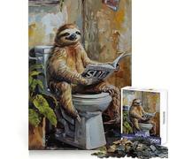 Sloth on Toilet Reading 1000 Piece Jigsaws for Teenagers Mind Exercise Toy Mental Relax Design Assembly Santa Wish List 50x75cm