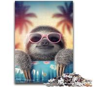 Sloth on Vacation 1000 Piece Jigsaw Puzzles for Adults,Stress Reliever Difficult Challenge Deal As Gifts for The Whole Family (50x75cm)