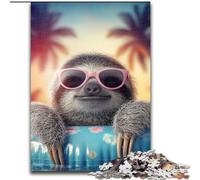 Sloth on Vacation Jigsaw Puzzles for Teenagers 1000 Piece, Stress Reliever Staycation Kill Time Enhance Love between Couples (50x75cm)
