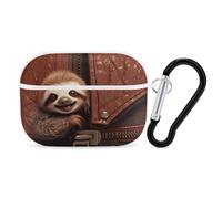 Sloth on Zipper AirPod Pro Case, Anti Scratch Hard PC Cover with Keychain, AirPod Pro 2nd/1st Case Accessories for Women Men, White-Style