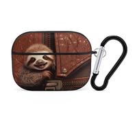 Sloth on Zipper AirPod Pro Case, Anti Scratch Hard PC Cover with Keychain, AirPod Pro 2nd/1st Case Accessories for Women Men, Black-Style