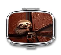Sloth on Zipper Cute Travel Pill Organizer Compact and Portable Pill Box,Pill Case for Travel Essentials for Pocket Purse