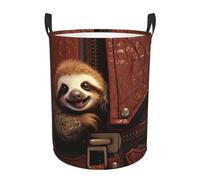 Sloth on zipper Laundry Hamper with Handle Waterproof Collapsible Laundry Basket Circular Dirty Clothes Hamper Lightweight Storage Basket for Bathroom Bedroom Car Medium