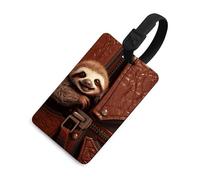 Sloth on Zipper Luggage Tag Classic Personalized Repeated Luggage Tag Cute Unique Travel Essentials Identifiers for Women Men Baggage Backpack Handbag Suitcase