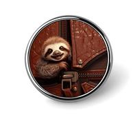 Sloth on Zipper Round Badge for Men Women, Durable & Stylish Lapel Pins, Lightweight Metal Badges for Shirts, Jackets, Hats