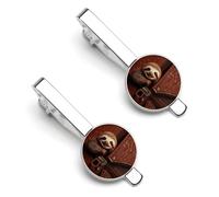 Sloth on Zipper Tie Clip Set Personalized Tie Clips for Men Business Fashion Designs,Tie Bar for Wedding Anniversary Business