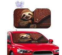 Sloth On Zipper Windshield Sun Shade for Car Personalized Window Sunshades Foldable Sun Heat Uv Rays Visor Protector to Keep Your Vehicle Cool for Universal Cars SUV Truck 55x29.9 Inch
