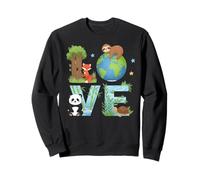 Sloth Panda Bear Fox Tree Planet Environmentalist Earth Day Sweatshirt