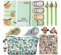 Sloth Party Stationery Favors Set Include Pencil Case Sticky Notes Ballpoint Pens Correction Tape Keychain and Stickers for Sloth Theme School Office Gifts Supplies Decoration