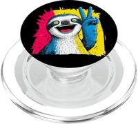 Sloth Peace Sign Retro Pop Character Graphic Art Gesture PopSockets PopGrip for MagSafe