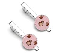 Sloth-pink 2 Pcs Tie Clips for Men Necktie Tie Bar
