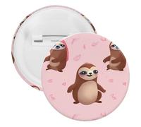 Sloth-pink Badge Metal Round Pins, Lightweight Brooch for Backpack, Fashion Button Pins Badge for Shirts, Jackets, Shawl Coat, Unisex, 20PCS, Tinplate, metal round pins