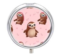 Sloth-Pink Pill Case Pill Box with 3 Compartments
