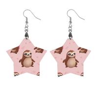 Sloth-pink Wooden Earrings for Women, Vintage Elegant Wood Jewelry, Lightweight Earrings for Wedding, Party, Everyday Jewelry Gift, Love, Wood, wood