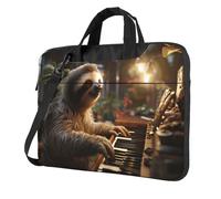 Sloth playing piano Cartoon Laptop Bag Shockproof Computer Carrying Case with Shoulder Strap Messenger Shoulder Bag Briefcase 14 inch