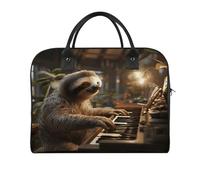 Sloth Playing Piano Cartoon Laptop Tote Bag Casual Travel Handbag Multi Pocket Shoulder Bags for Work Travel