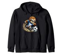 Sloth Playing Soccer Goal Scorer Kicking Ball Zip Hoodie
