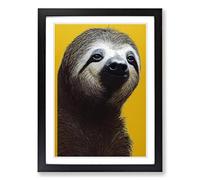 Sloth Portrait Framed Print | A2 Black Framed Wall Art | Ready to Hang | Modern Nature Picture | Living Room Bedroom Lounge Office