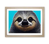 Sloth Portrait Vol.2 Framed Print | A3 Oak Framed Wall Art | Ready to Hang | Modern Nature Picture | Living Room Bedroom Lounge Office