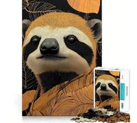 Sloth Portrait with Leaves Animal Jigsaw Puzzle for Adults 1000 Pieces Mind Exercise Toy Together Fun Precision Cut Unique Gift 50x75cm