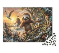 Sloth Premium 1000 Pieces Thick Cardboard Puzzle Beach Sunset Kids 12+ Teenagers Indoor Activity Idea 70x50cm/1000pcs