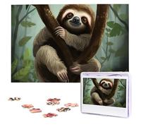Sloth Puzzles for Adults 1000 Pieces, Wooden Puzzle Personalized Jigsaw Puzzles from Photos, Challenging Puzzle Art Painting Home Decor Birthday Party Gift (29.5" x 19.7")