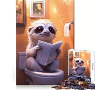 Sloth Reading on Toilet Funny Jigsaw Puzzle for Adults 1000 Pieces Mind Exercise Toy Together Fun Precision Cut Unique Gift 38x26cm