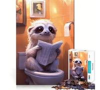 Sloth Reading on Toilet Funny Jigsaw Puzzle for Adults 1000 Pieces Mind Exercise Toy Together Fun Precision Cut Unique Gift 38x26cm