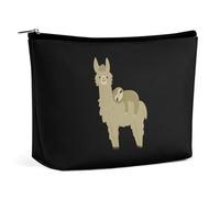 Sloth Relaxing on A Llama Makeup Bag Portable Travel Cosmetic Bag Large Zipped Pouch PU Leather Organizer Bag Toiletry Bag