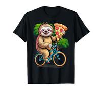 Sloth Riding a Bicycle Eating Pizza - I Love T-Shirt