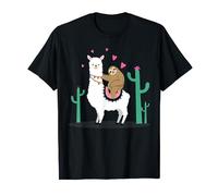 Sloth riding Llama funny Alpaca Heart T-Shirt for Valentines