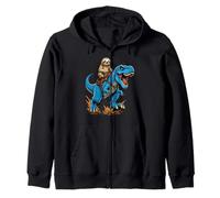 Sloth Riding T Rex Dinosaur Funny Animal Prehistoric Zip Hoodie