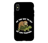 Sloth Riding Turtle On The Way To Get My Life Together Lazy Case for iPhone X/XS
