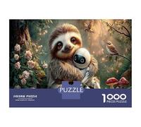 Sloth & Robot Jigsaw Puzzles Puzzles for Adults Kids. 1000 Piece Enchanted Forest Great Gifts Challenge Toy Home Decoration for Adults& Kids Age 14 Years Up 38x26cm/1000pcs