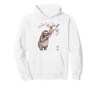 Sloth Sakura Cherry Blossom Japanese Art Graphic Pullover Hoodie