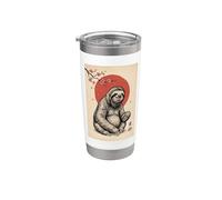 Sloth Sakura Cherry Blossom Japanese Art Graphic Stainless Steel Insulated Tumbler