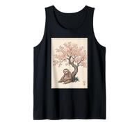 Sloth Sakura Cherry Blossom Japanese Art Graphic Tank Top