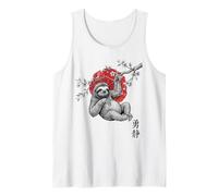 Sloth Sakura Cherry Blossom Japanese Art Graphic Tank Top