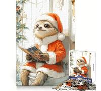 Sloth Santa Reading 1000 Piece Jigsaws for Teenagers Mind Exercise Toy Mental Relax Design Assembly Santa Wish List 38x52cm