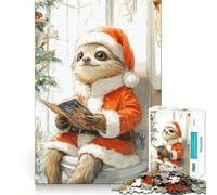 Sloth Santa Reading 1000 Piece Jigsaws for Teenagers Mind Exercise Toy Mental Relax Design Assembly Santa Wish List 38x52cm