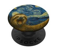 Sloth Selfie Inside Van Gogh's Starry Night Art Lover PopSockets Adhesive PopGrip