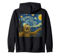 Sloth Selfie Inside Van Gogh's Starry Night Art Lover Zip Hoodie