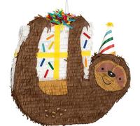 Sloth Shaped Drum Pinata (46cm x 41cm) - Fun & Unique Brown Party Piece - Perfect for Kids & Adults - 1 Pc