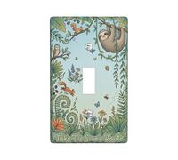 Sloth Single Light Switch Cover Plate, Nature Fanciful Squirrel Owl Spring Green Plastic Standard Size Decorative Wall Plates for Home Living Room New Apartment Decor (Single)