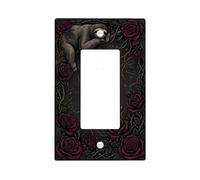 Sloth Single Rocker Light Switch Cover, Gothic Vintage Roses Thorns None Black Plastic Standard Size Switch Plate Decorative for Home Living Room Bedroom Bathroom Decor