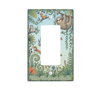 Sloth Single Rocker Light Switch Cover, Nature Fanciful Squirrel Owl Spring Green Plastic Standard Size Accents Wall Switch Plates for Home Living Room Bedroom Bathroom Decor