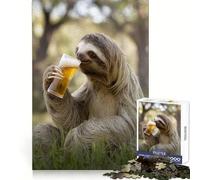 Sloth Sipping A Beer Jigsaw Puzzles for Teenagers 1000 Pieces Mind Puzzle Peaceful Fun Art Assembly Lovely Gift 38x26cm