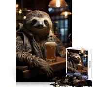 Sloth Sipping Beer Art Adults Puzzles 1000 Piece Jigsaws Strengthen Memory Quiet Calm Clean Edge Art Collectible 38x52cm
