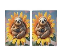 Sloth Sitting on Sunflower Passport Holder Passport Wallet PU Leather Passports Protective Cover Slim Travel Accessories